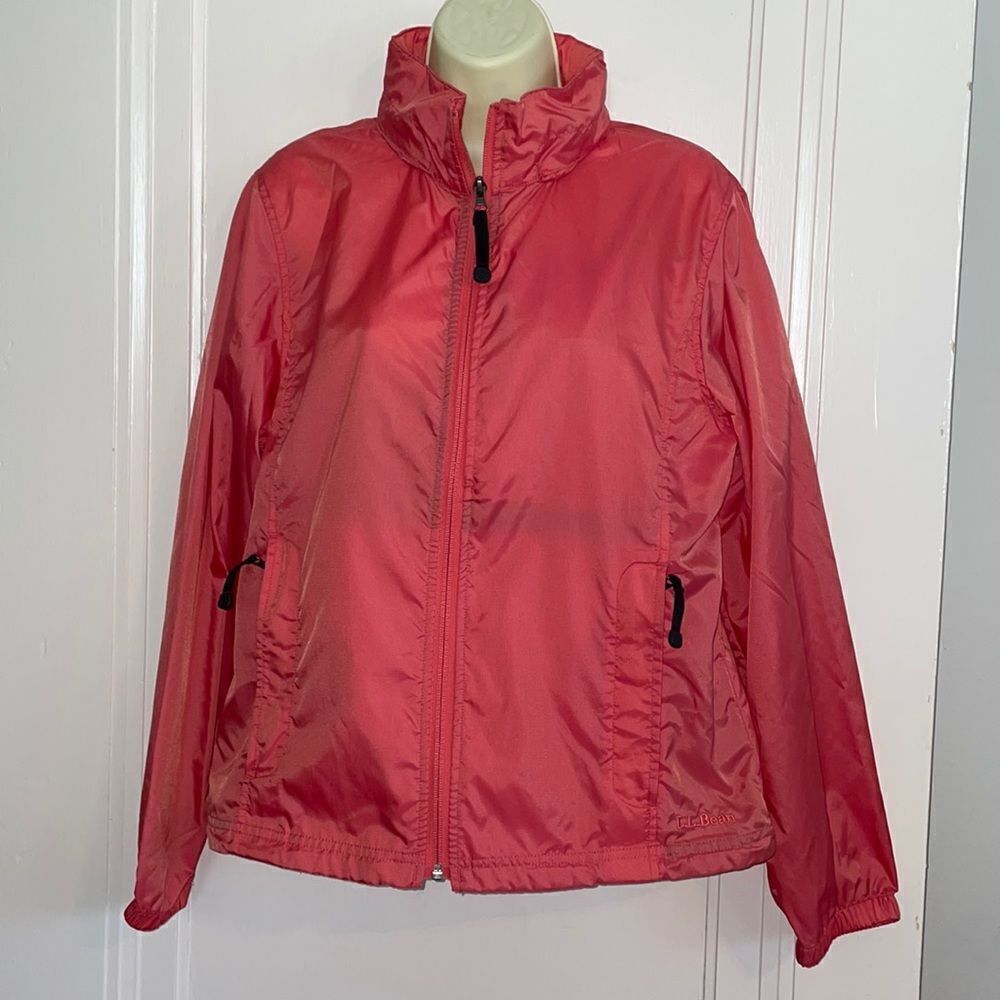 L.L. Bean salmon pink windbreaker jacket with hood